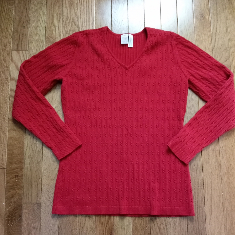 Bobbie Brooks V neck red sweater Size L